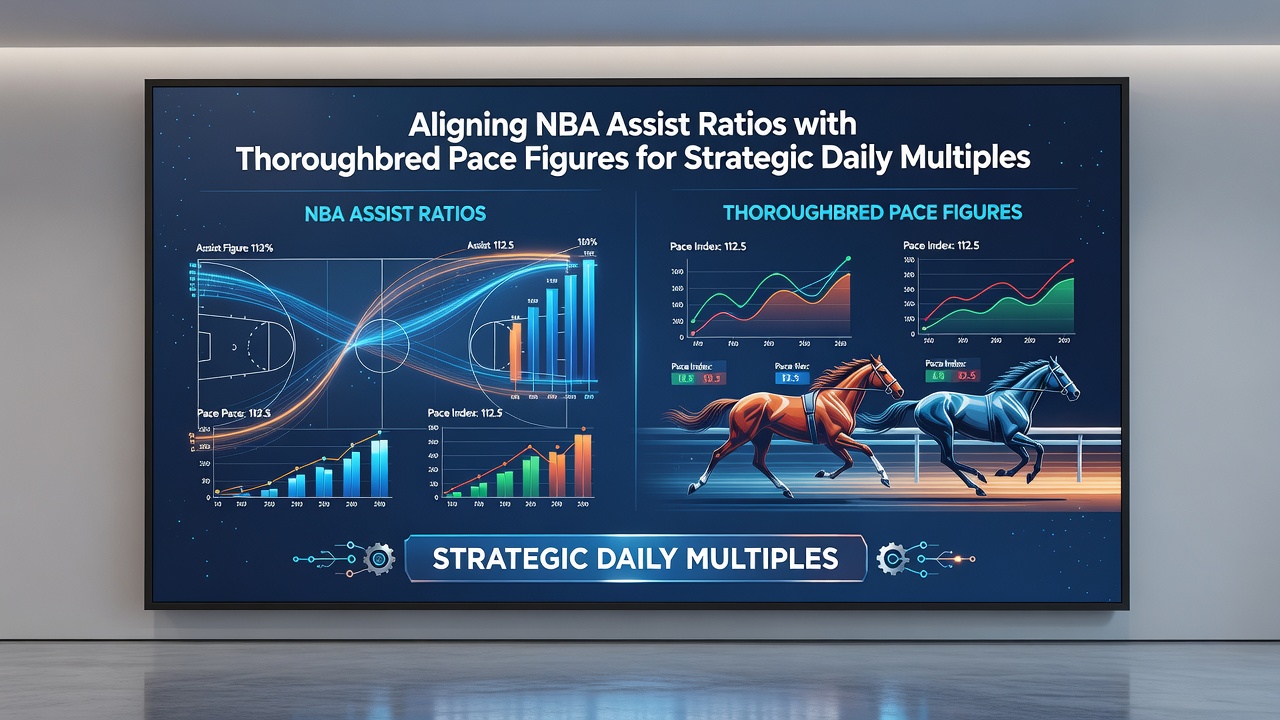 Side-by-side charts comparing NBA team assist efficiency trends and thoroughbred sectional pace data from recent meets