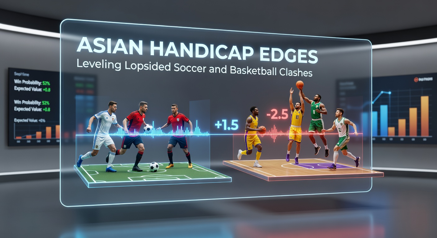 Graphic illustrating Asian Handicap lines adjusting odds in a lopsided soccer match between a top team and underdogs