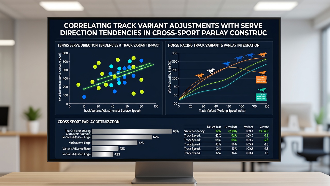 Data correlation charts showing track variant adjustments aligned with tennis serve direction statistics for parlay modeling