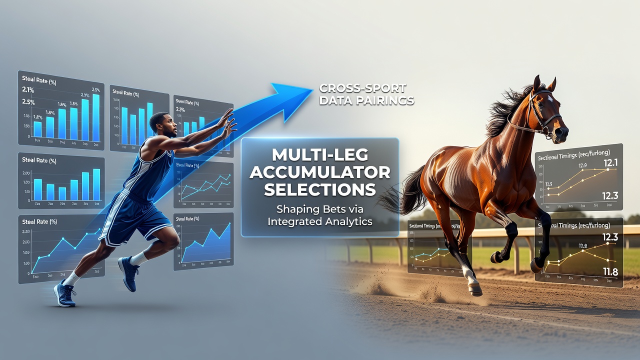 Visualization of basketball steal statistics aligned with horse racing sectional timing charts for accumulator analysis