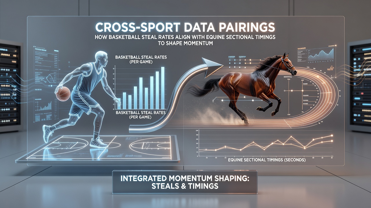 Detailed chart showing cross-sport data integration between basketball defensive metrics and horse racing pace sections