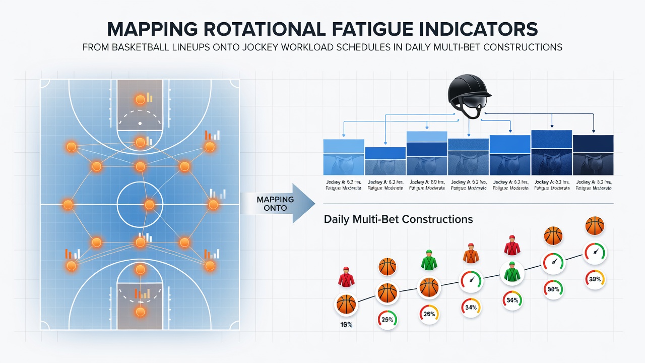 Basketball lineup analysis chart showing rotational fatigue indicators across multiple games and player minutes