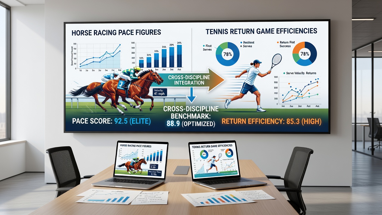 Side-by-side comparison of horse racing speed ratings and tennis return point statistics used in accumulator modeling