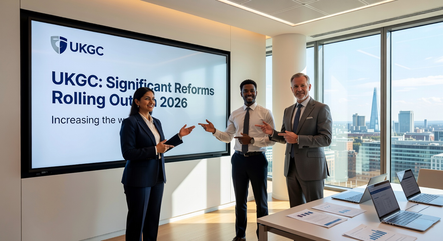 Graph showing tiered stake limits with age groups divided, alongside slot reels and regulatory stamps