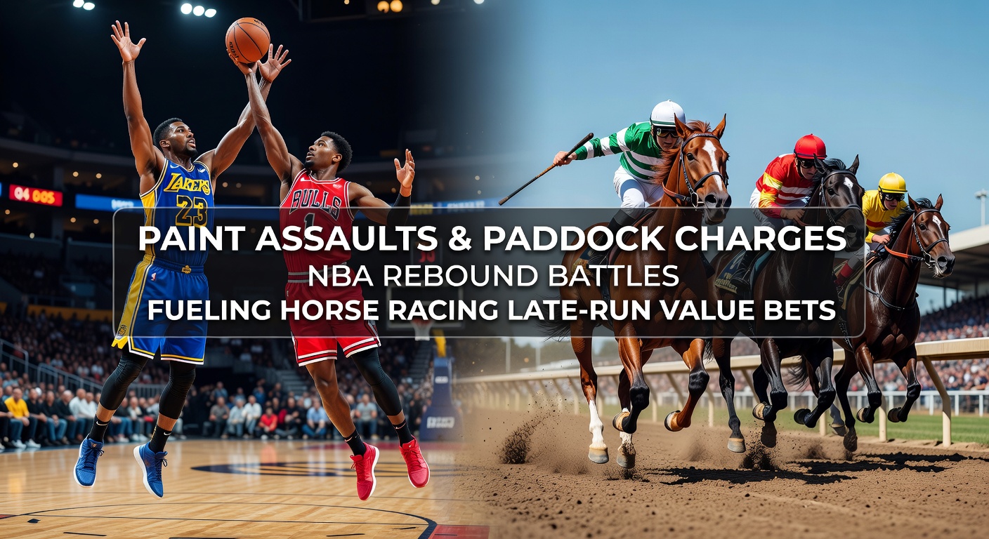 NBA players clashing fiercely for an offensive rebound in the paint during a high-stakes game, symbolizing relentless second-chance efforts