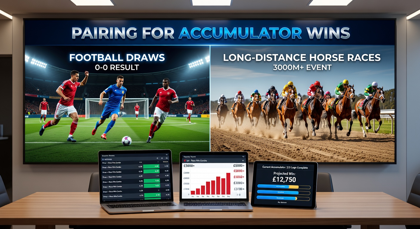 Close-up of a soccer player shielding the ball in a deadlock match, paired with a horse leaping a fence in a grueling long-distance steeplechase, symbolizing resilient betting selections