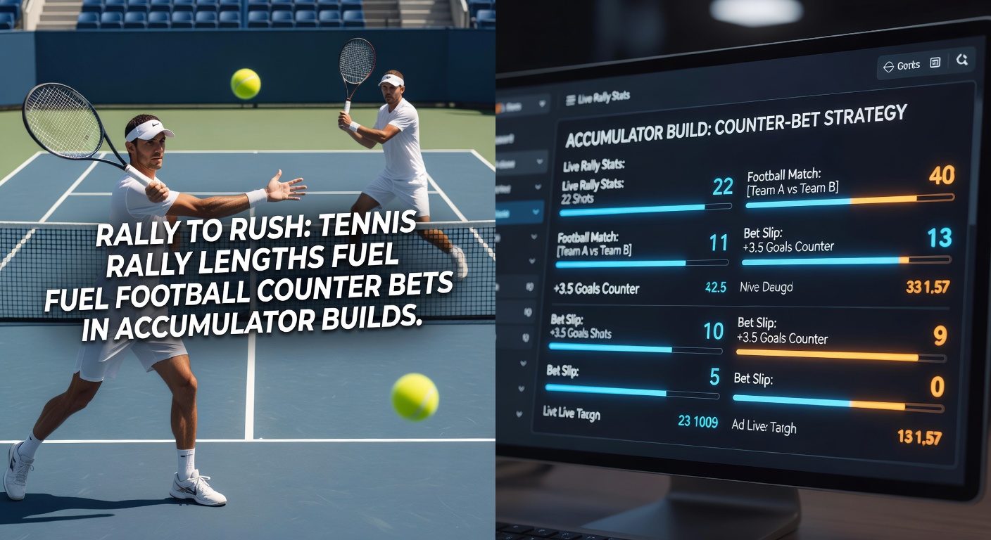 Football team executing counter-attack overlaid with tennis rally length charts