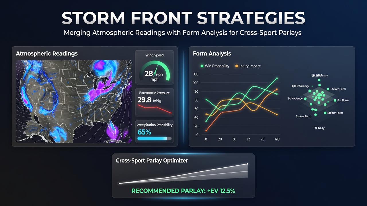 Weather monitoring equipment alongside sports performance charts used in cross-sport betting analysis